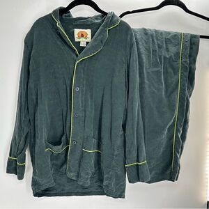 Shanghai Tang 100% Silk Pajama Set Womens Small Embossed Green Neon FLAWS